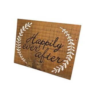 Rustic Wedding Decor Wooden Sign Plaque Happily Ever After Shabby Chic 9"x7"
